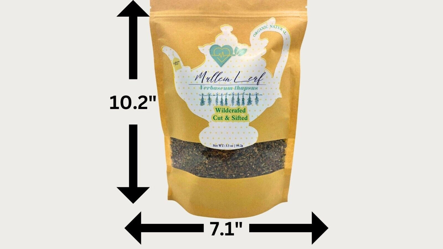 "Organic Mullein Leaf Tea Loose Herb 3.5 oz for Respiratory System Care"