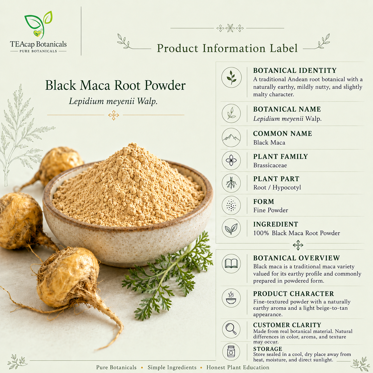 Black Maca Root Powder | Lepidium meyenii | Pure Botanical Powder – Raw Peruvian, Non-GMO, Vegan, Gluten-Free