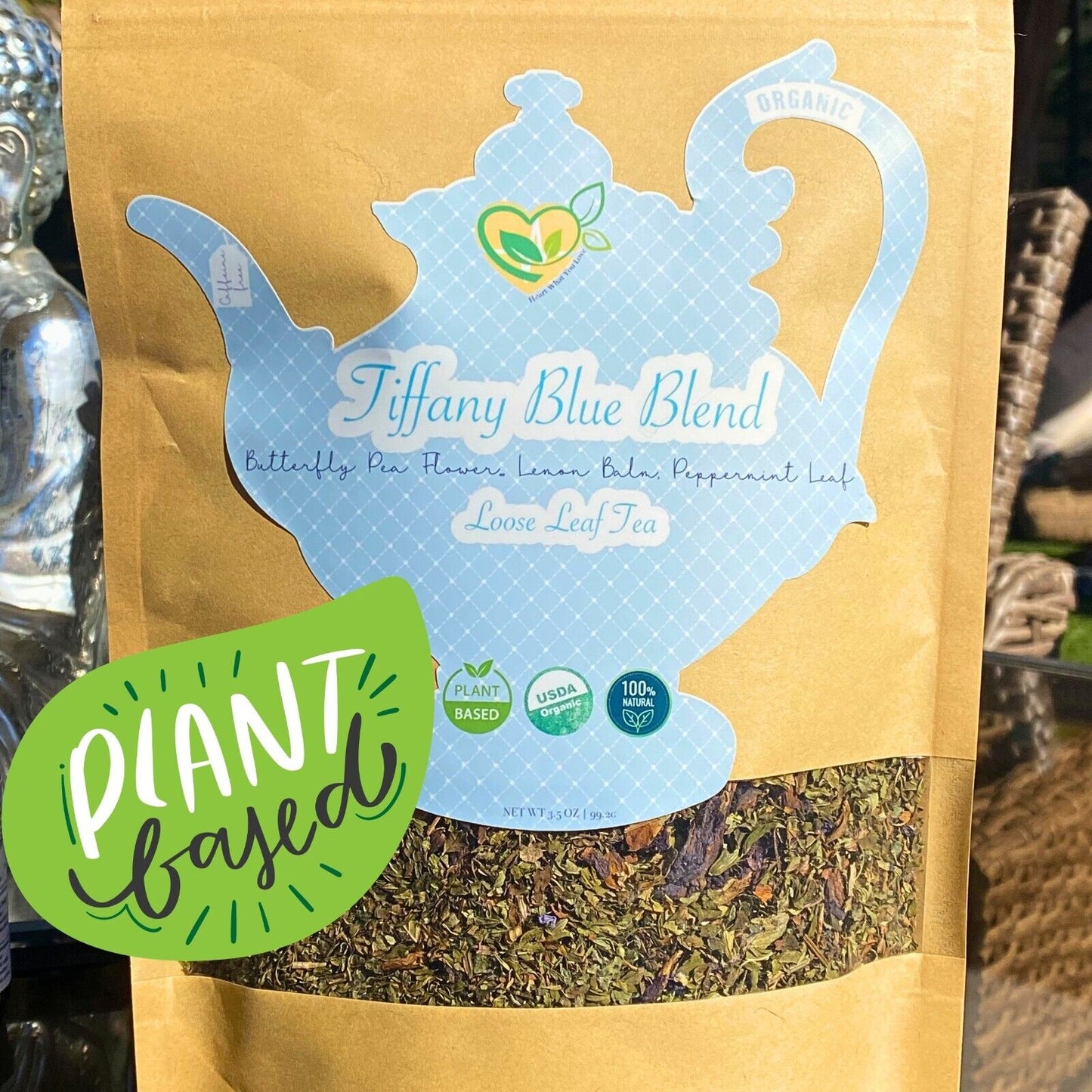 Gourmet Loose Tea A Blend of Peppermint, Butterfly Pea Flower Lemon Balm 3.5 OZ