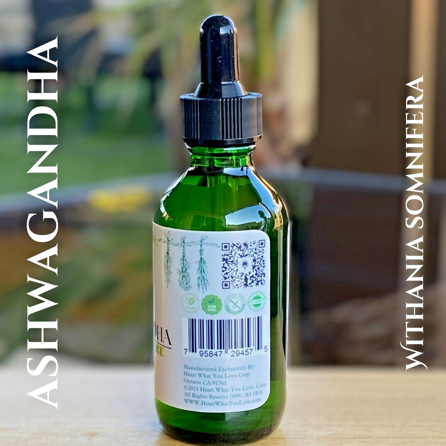 Ashwagandha Tincture Organic Liquid Root Drops 2 oz Natural Mood Stress Balance