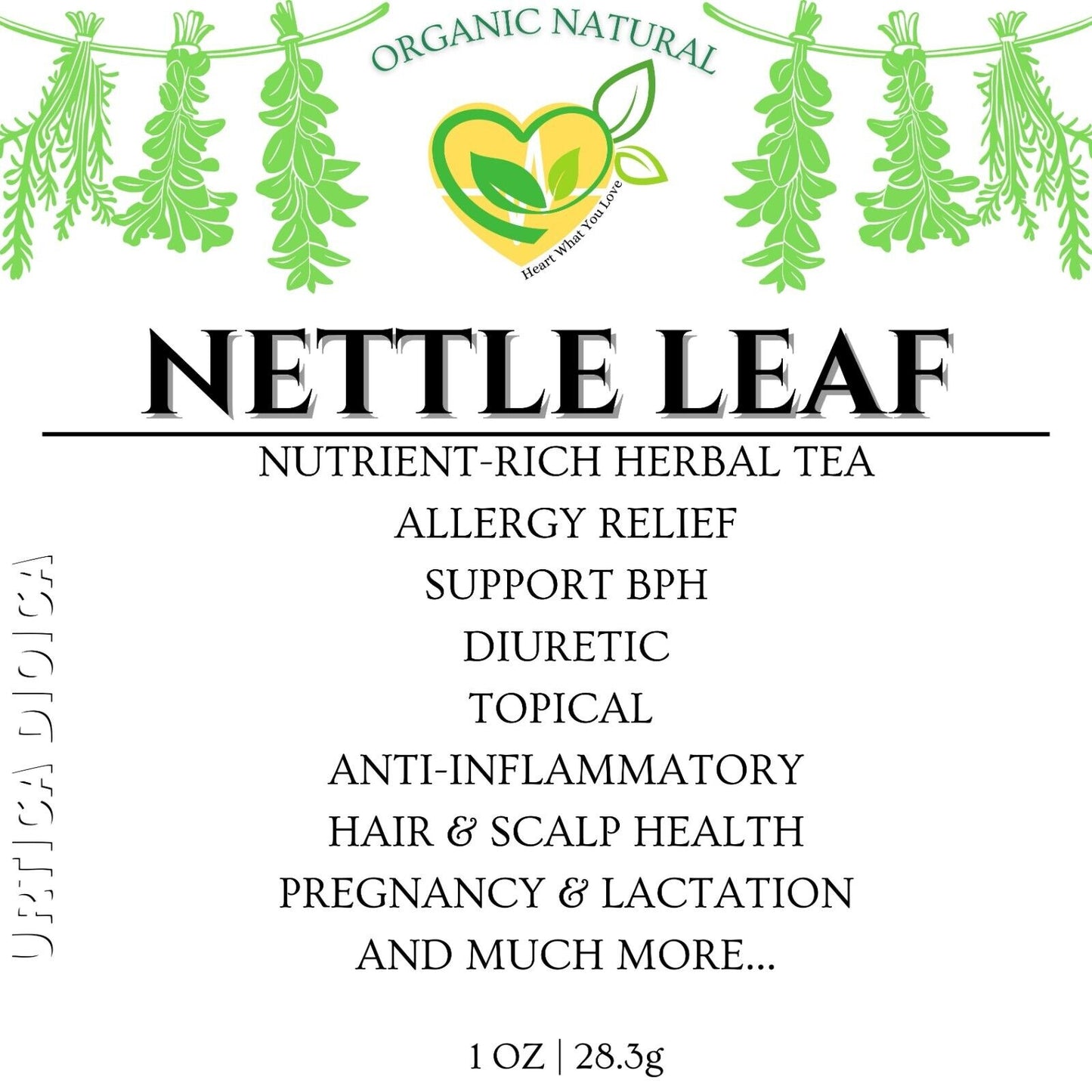 Certified Organic Stinging Nettle Leaf – 1 oz (28.3g) Kosher & All-Natural Herb