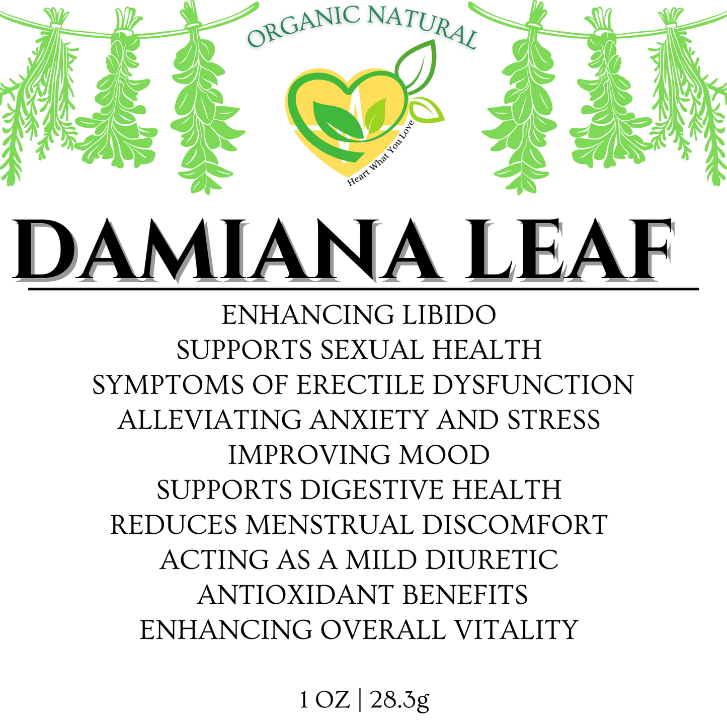 Damiana Cut & Sifted Herb Natural Organic for Mood & Vitality 28.3g | 1 oz