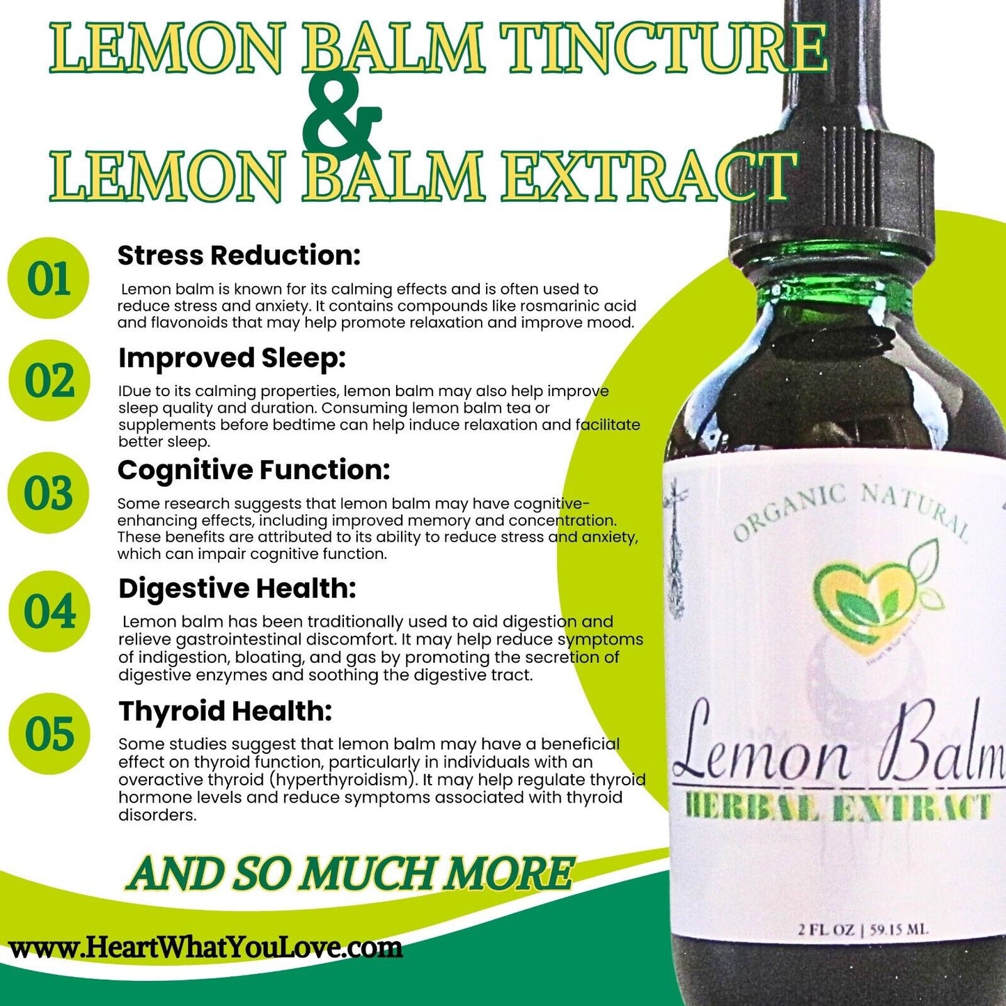Lemon Balm Tincture Power Liquid Herb Drops Organic Natural Calm 2 oz Bottle