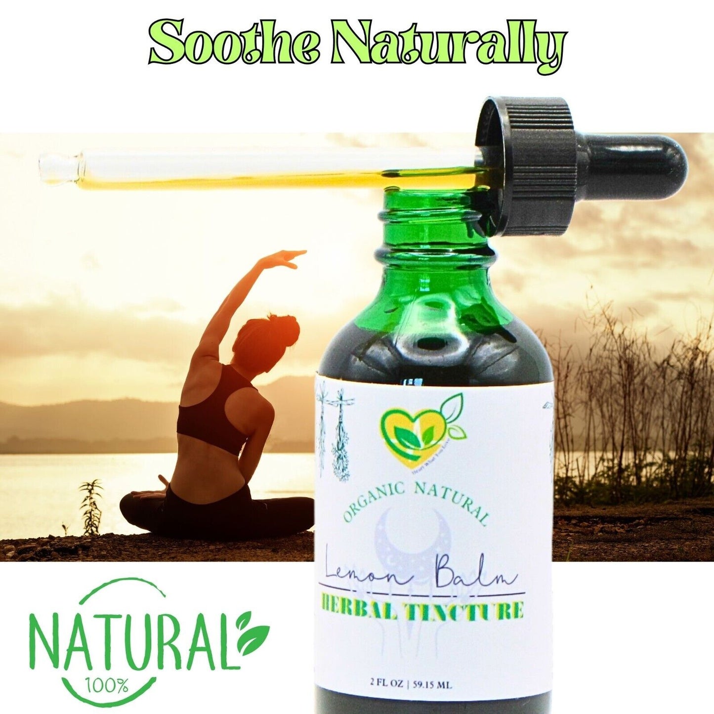 Lemon Balm Tincture Power Liquid Herb Drops Organic Natural Calm 2 oz Bottle