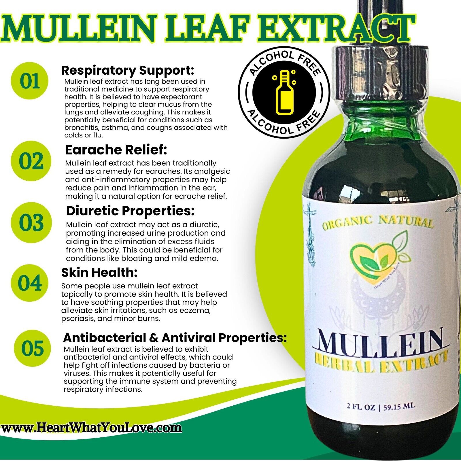 Mullein Leaf non-alcohol extract label detail, botanical identity card