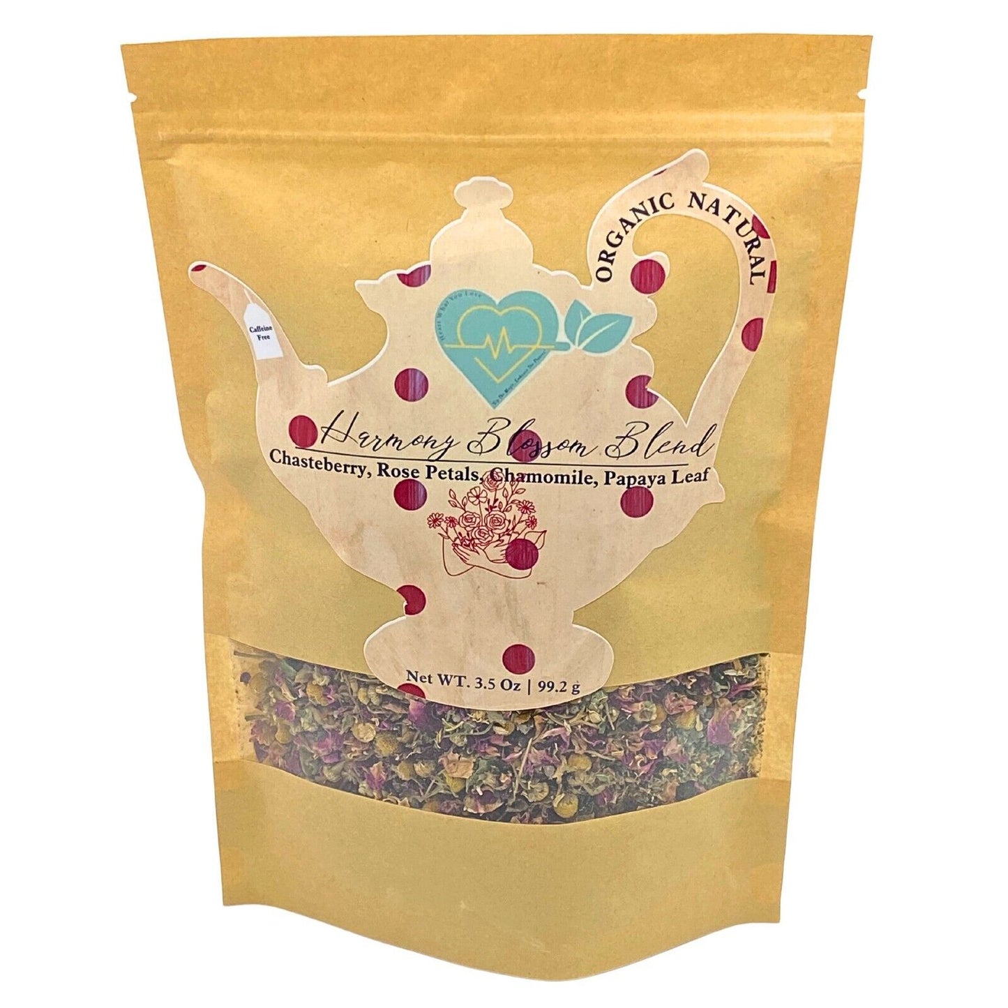 Chasteberry Rose Papaya Leaf Tea Blend - Loose Leaf Herbal Mix - 3.5 oz Natural