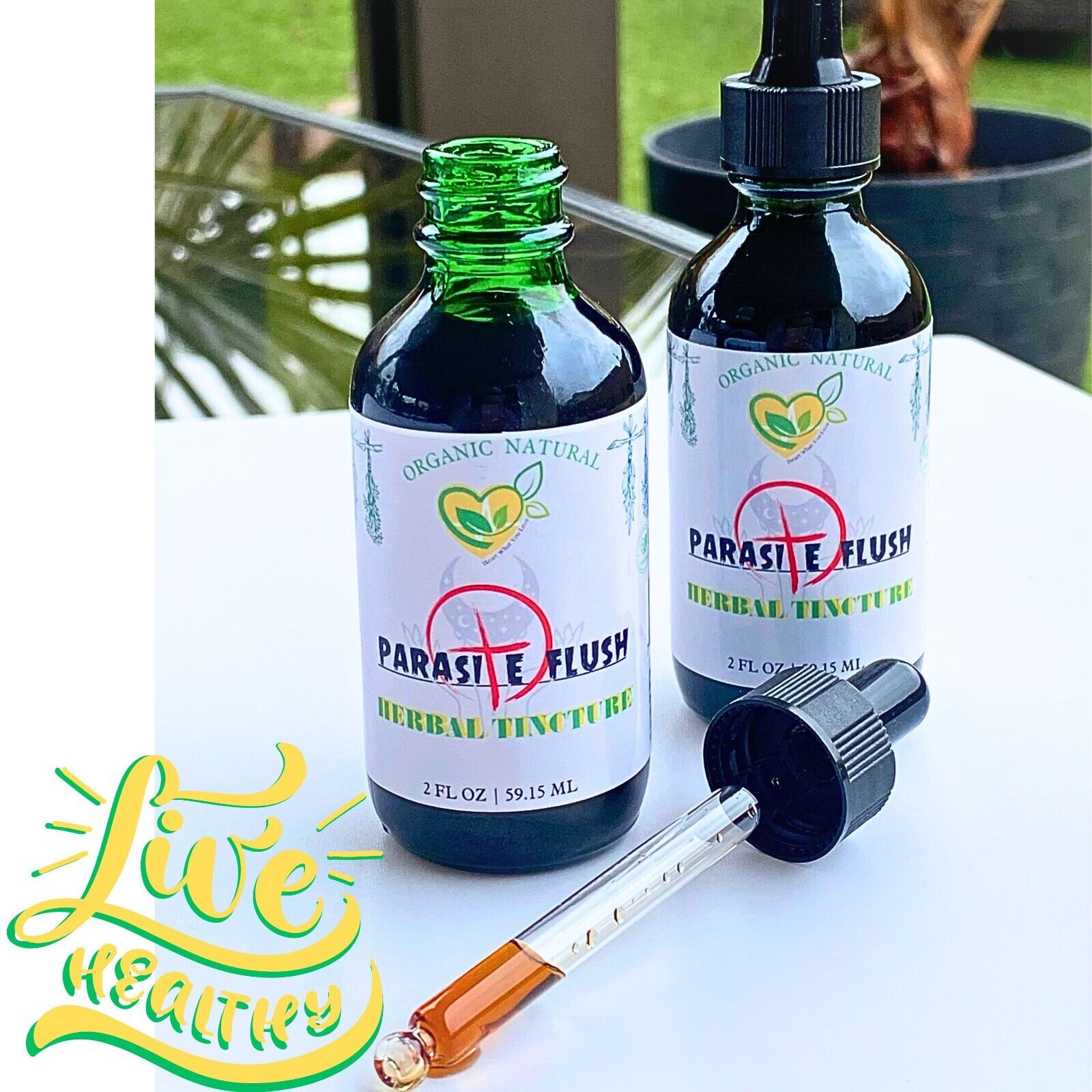 "Natural Parasite Flush Herbal Drops Organic Detox 2oz"