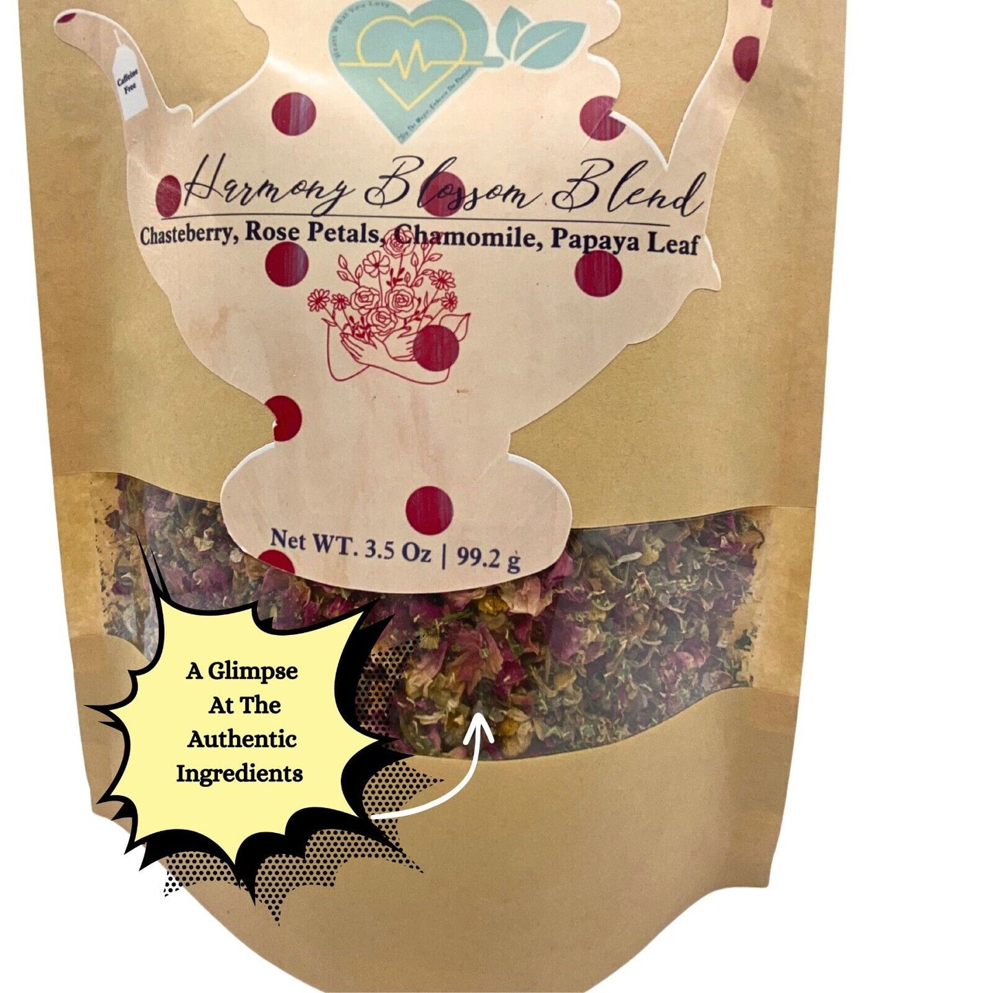 Chasteberry Rose Papaya Leaf Tea Blend - Loose Leaf Herbal Mix - 3.5 oz Natural