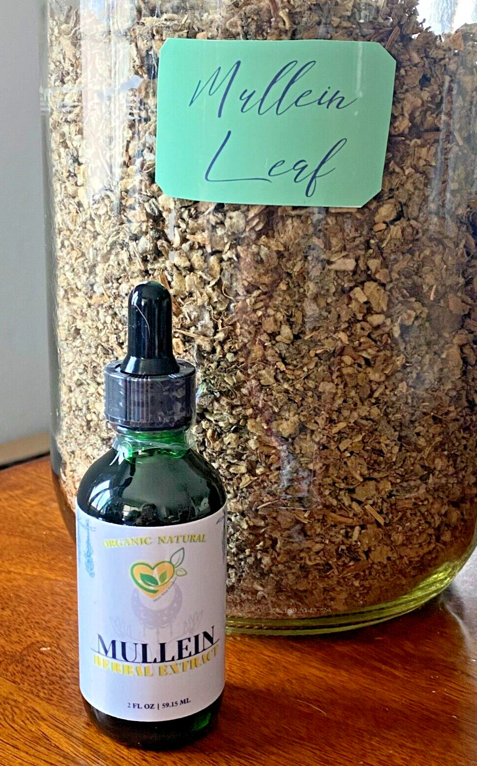 Mullein Leaf non-alcohol extract sublingual use image, dropper under tongue
