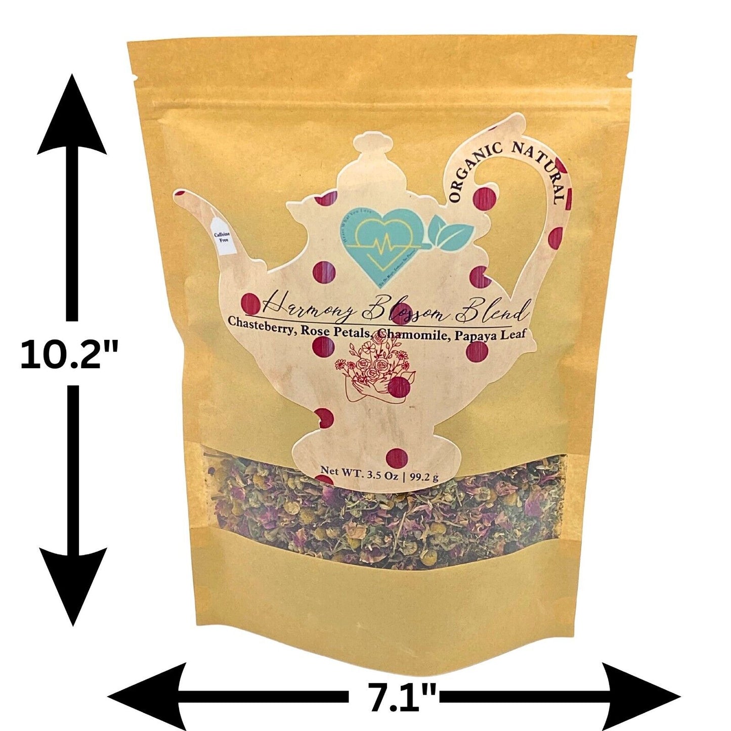 Chasteberry Rose Papaya Leaf Tea Blend - Loose Leaf Herbal Mix - 3.5 oz Natural