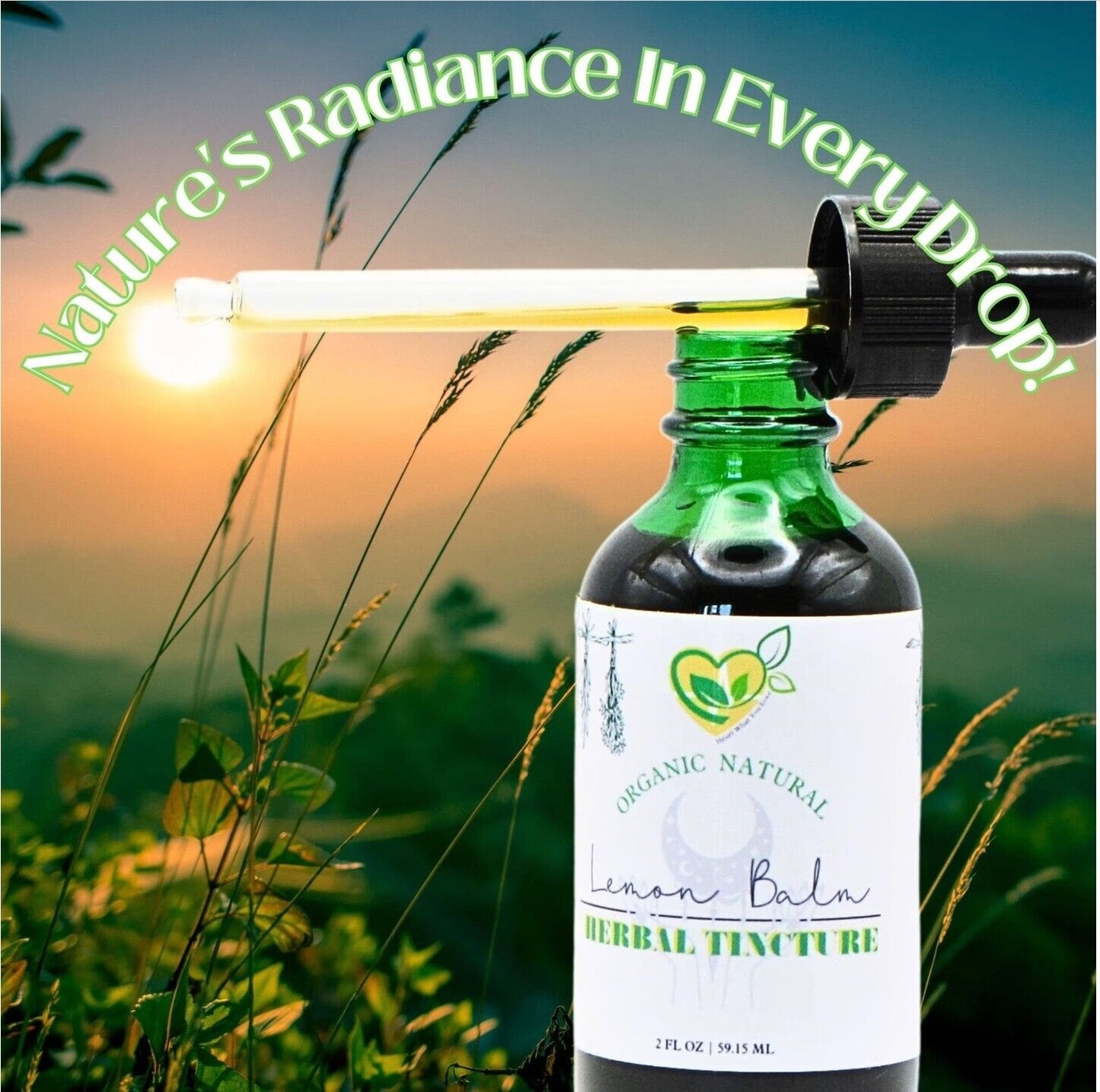 Lemon Balm Tincture Power Liquid Herb Drops Organic Natural Calm 2 oz Bottle