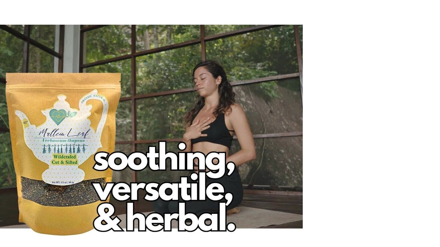 "Organic Mullein Leaf Herbal Tea 3.5 oz Loose Herb for Lung Health"