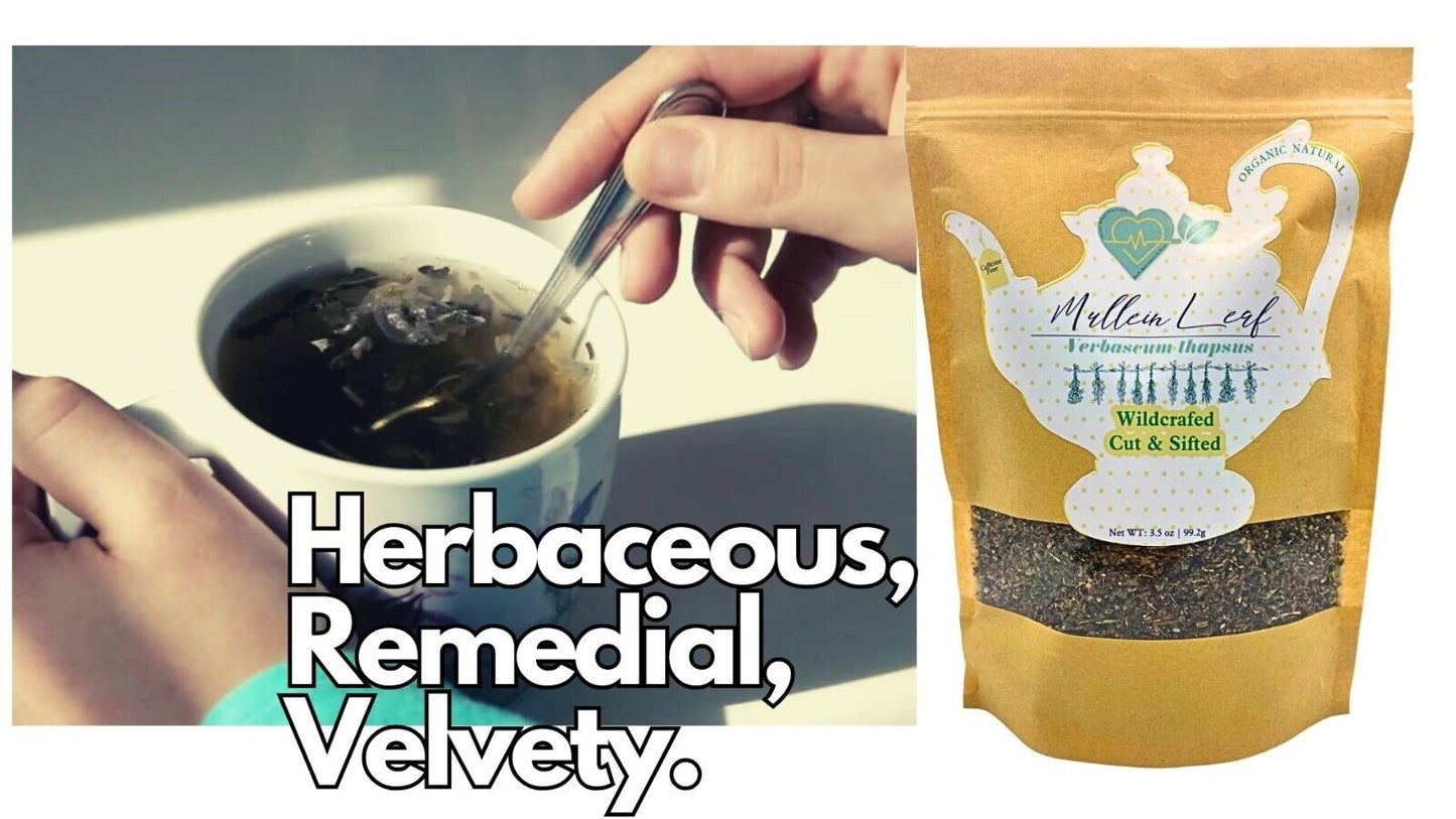 "Organic Mullein Leaf Tea 3.5 oz Loose Herb for Lung Support & Breathing"