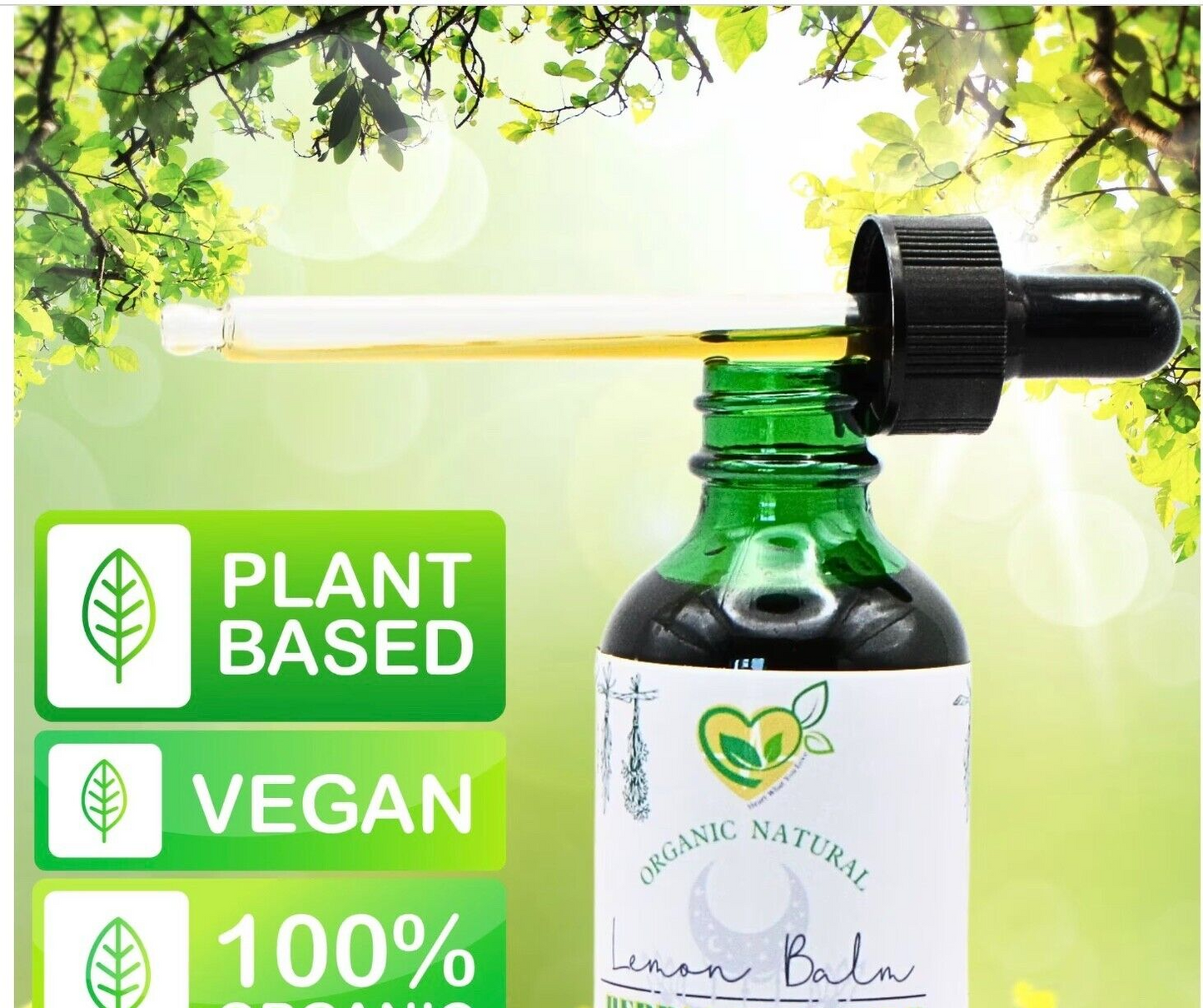 Lemon Balm Extract Non-Alcohol Liquid Herb Drops Organic Natural Aid 2 oz