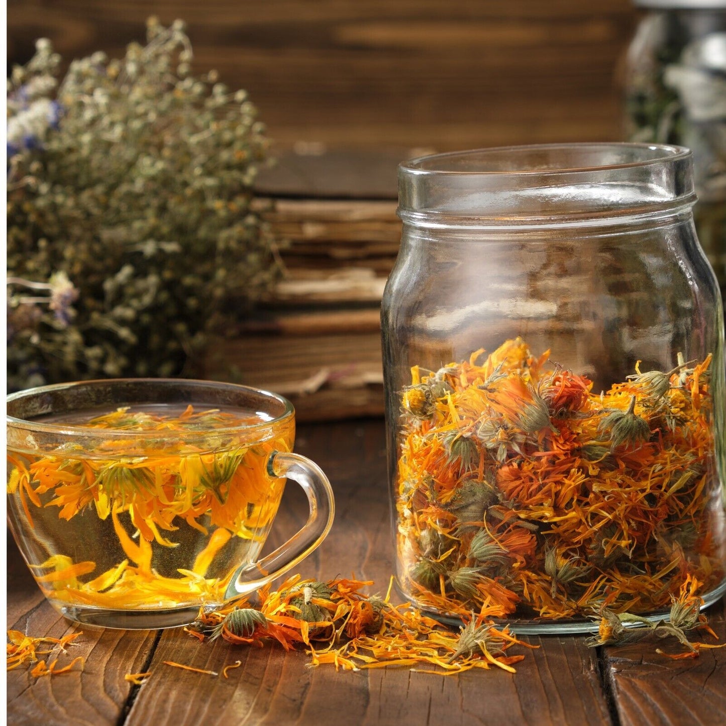 Calendula Marigold Cut & Sifted Organic Dry Herb Natural 28.3g 1 OZ Orange
