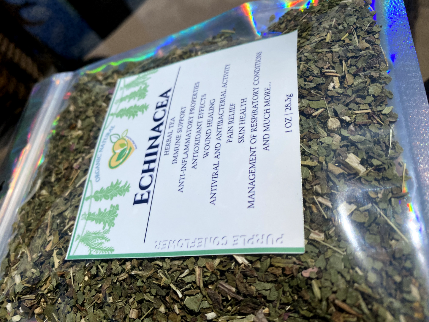 Echinacea Organic Herb Dried Cut Kosher Ready Echinacea Purpurea 28.3g 100% Pure