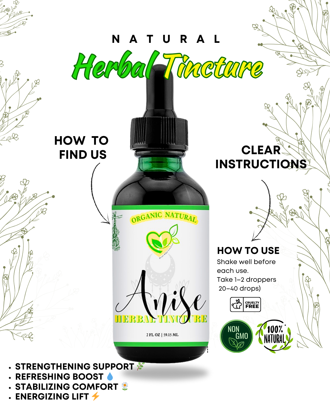 Anise Seed Tincture - Pimpinella anisum - 2 oz / 4 oz / 16 oz