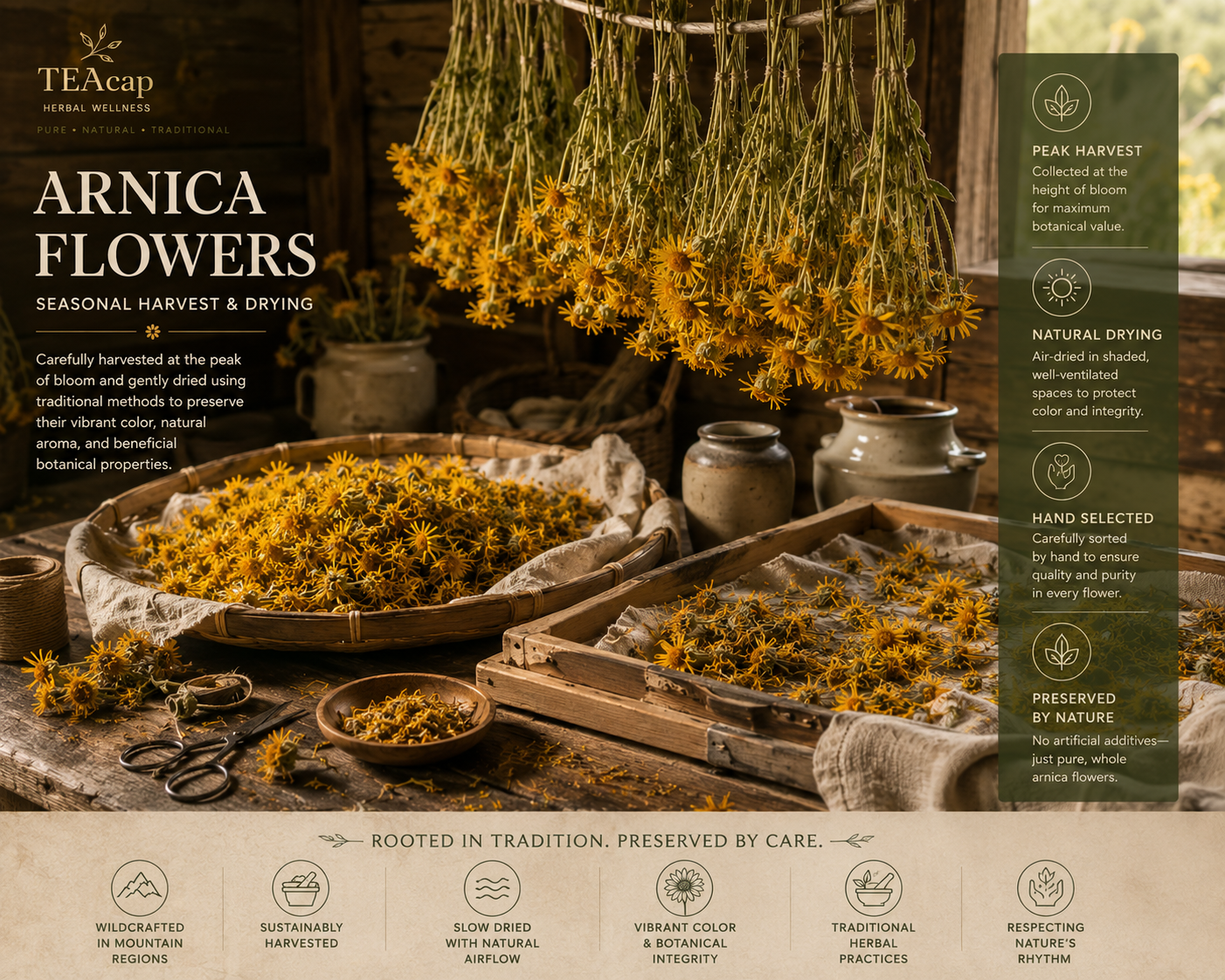 Arnica Flowers Whole or Powder | Arnica montana | 1 oz, 4 oz, 8 oz
