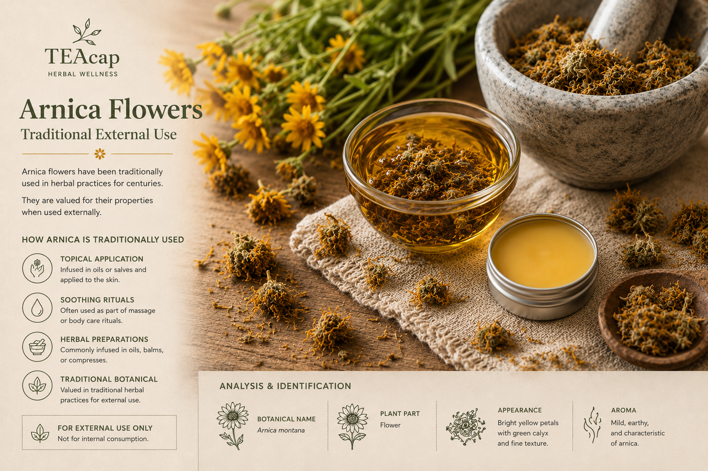 Arnica Flowers Whole or Powder | Arnica montana | 1 oz, 4 oz, 8 oz