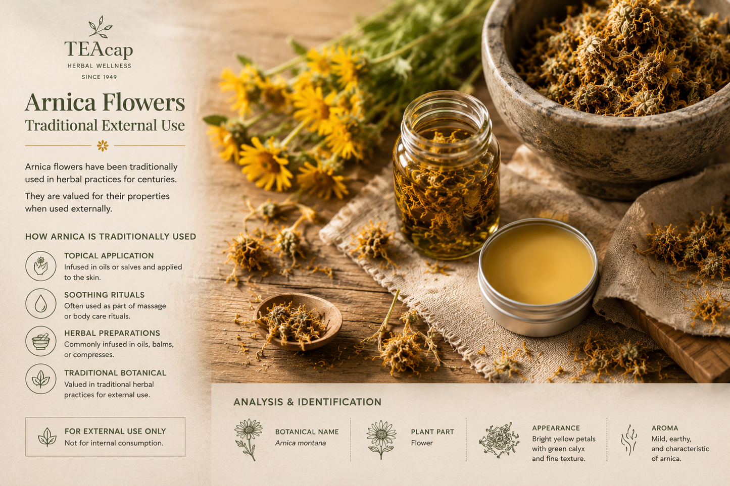 Arnica Flowers Whole or Powder | Arnica montana | 1 oz, 4 oz, 8 oz