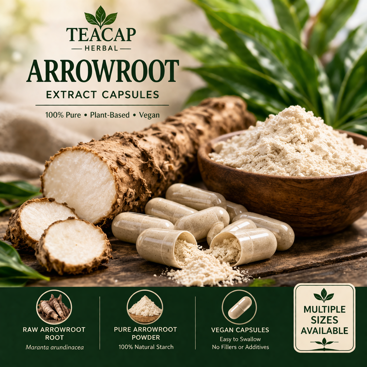 Arrowroot Capsules 60/120/180 ct | Vegan, Gluten-Free, Plant-Based