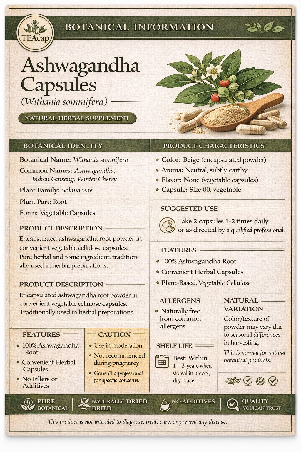 Ashwagandha Capsules, 60/120/180 Ct | Vegan, Plant-Based Herbal Supplement