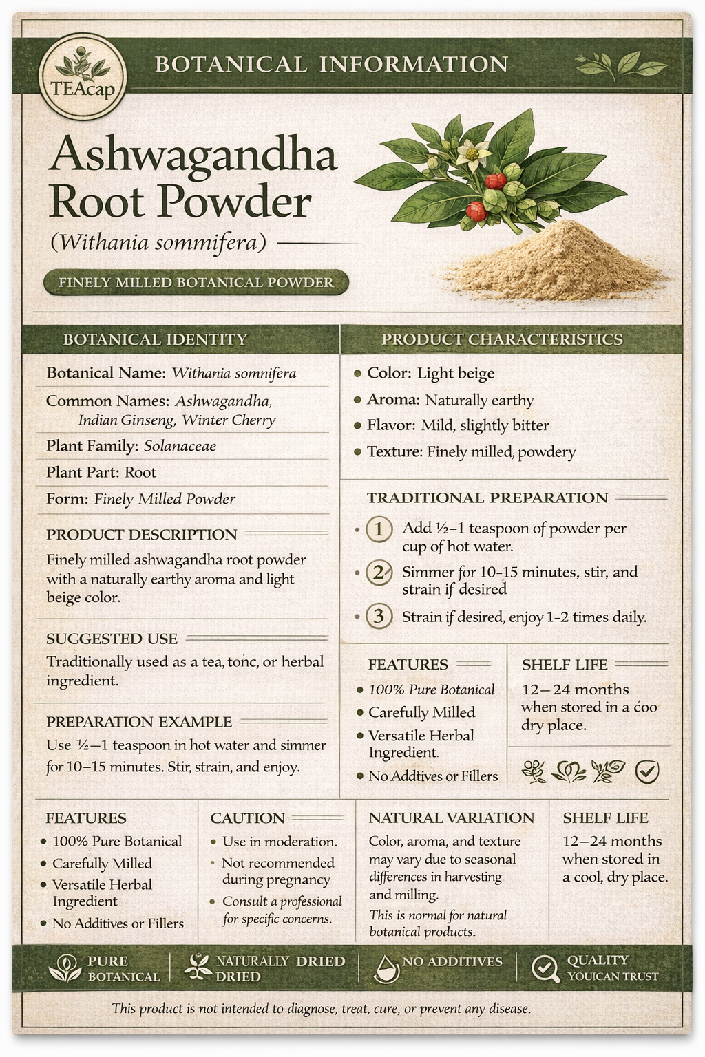 Ashwagandha Root Powder | Withania somnifera | 1 oz / 4 oz / 8 oz