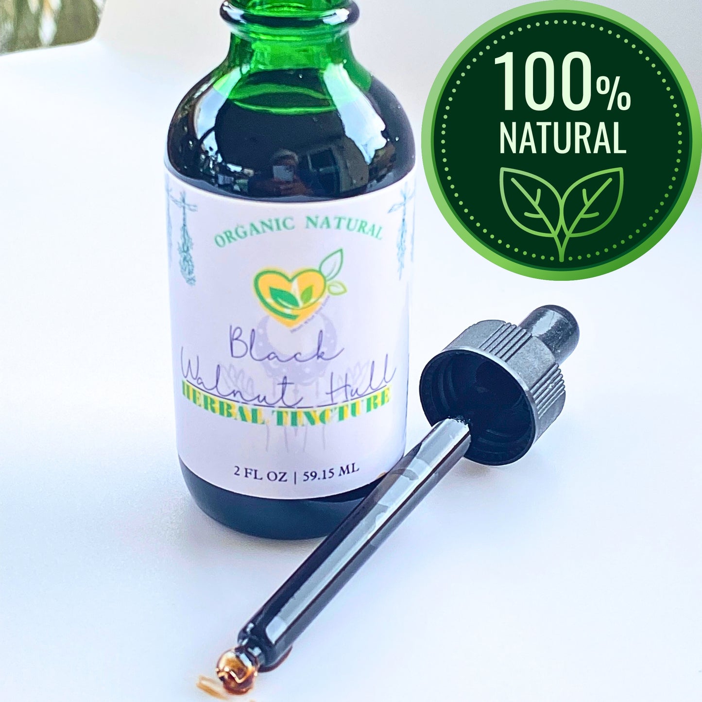 Organic Black Walnut Hull Tincture – 2 FL OZ – Natural Parasite Detox, Digestive Support, Immune Boost, Anti-Fungal Remedy