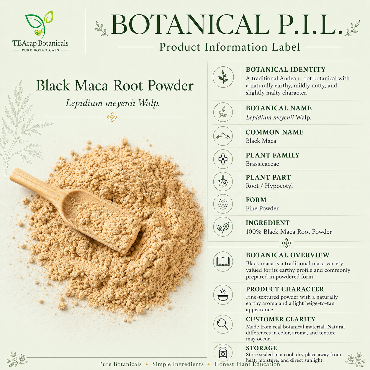 Black Maca Root Powder | Lepidium meyenii | Pure Botanical Powder – Raw Peruvian, Non-GMO, Vegan, Gluten-Free