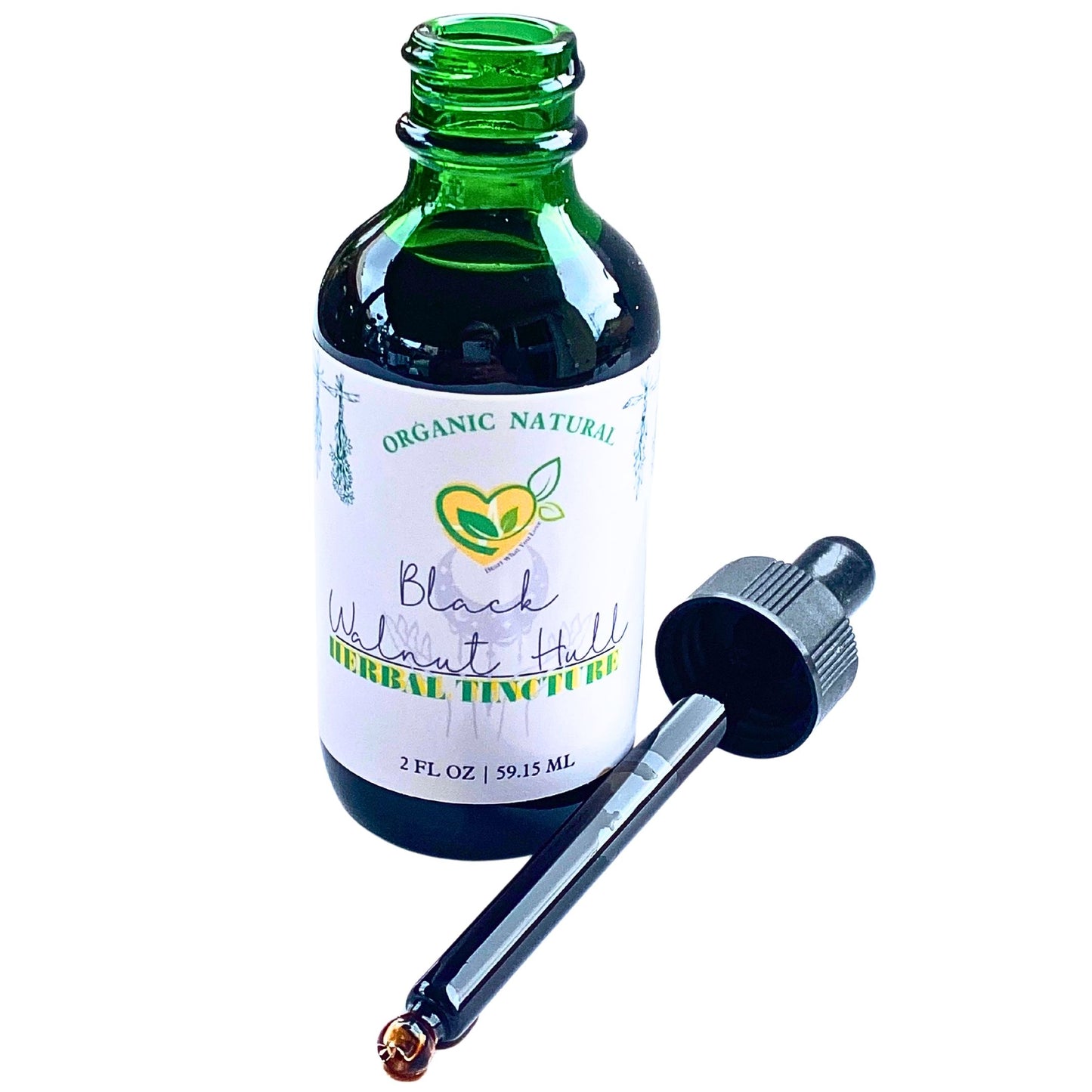 Organic Black Walnut Hull Tincture – 2 FL OZ – Natural Parasite Detox, Digestive Support, Immune Boost, Anti-Fungal Remedy