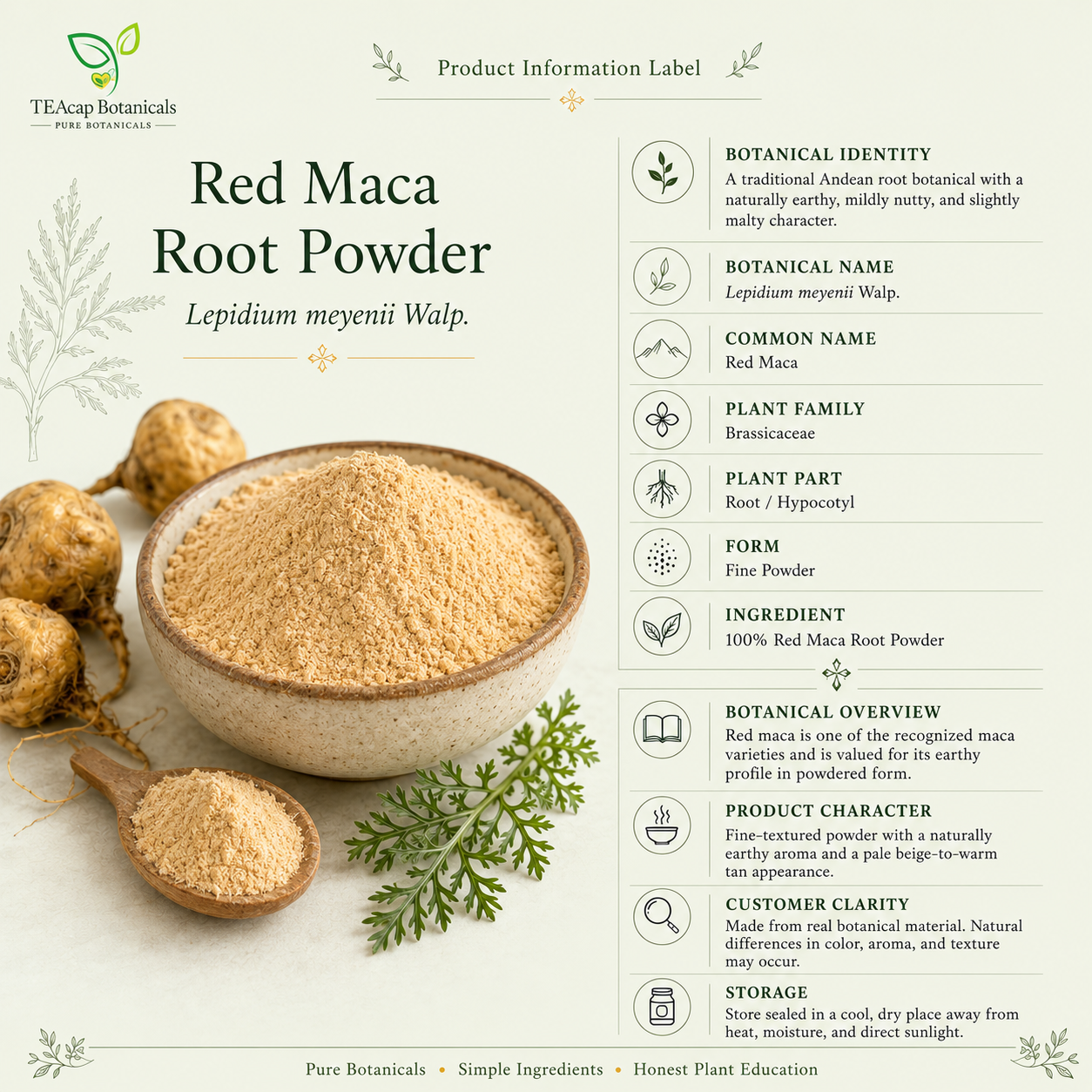 Red Maca Root Powder | Lepidium meyenii | Peruvian Botanical Powder