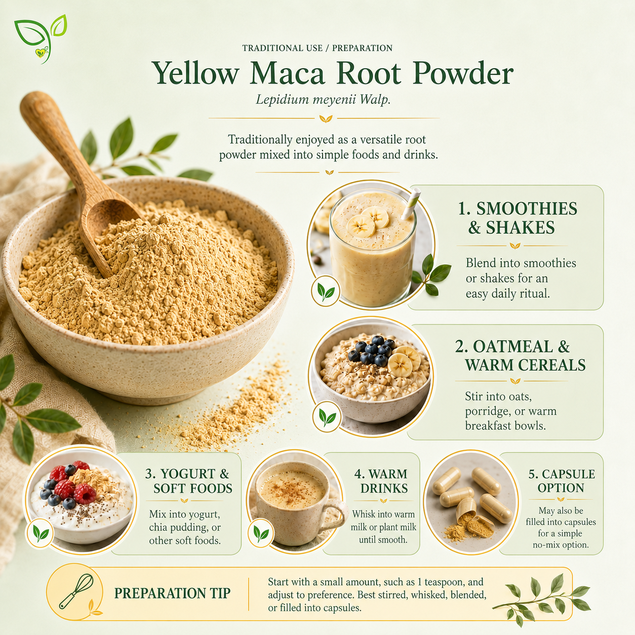 Yellow Maca Root Powder | Lepidium meyenii | Peruvian Botanical Powder