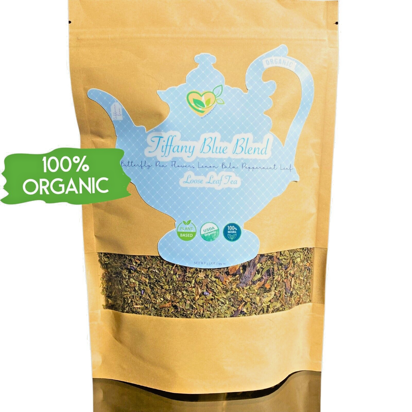 Gourmet Loose Tea A Blend of Peppermint, Butterfly Pea Flower Lemon Balm 3.5 OZ