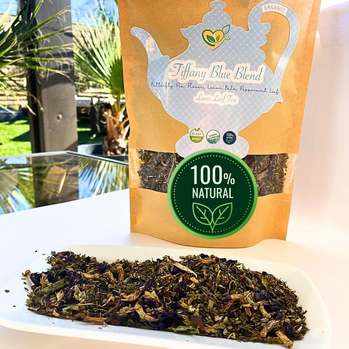 Gourmet Loose Tea A Blend of Peppermint, Butterfly Pea Flower Lemon Balm 3.5 OZ