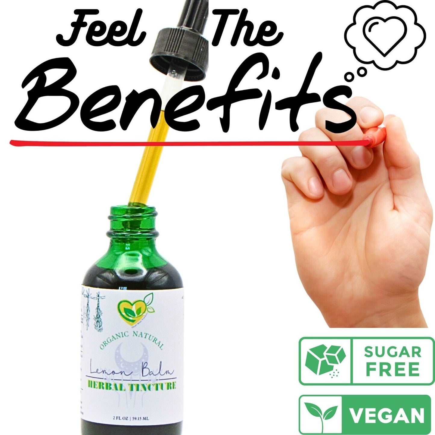 Lemon Balm Tincture Power Liquid Herb Drops Organic Natural Calm 2 oz Bottle