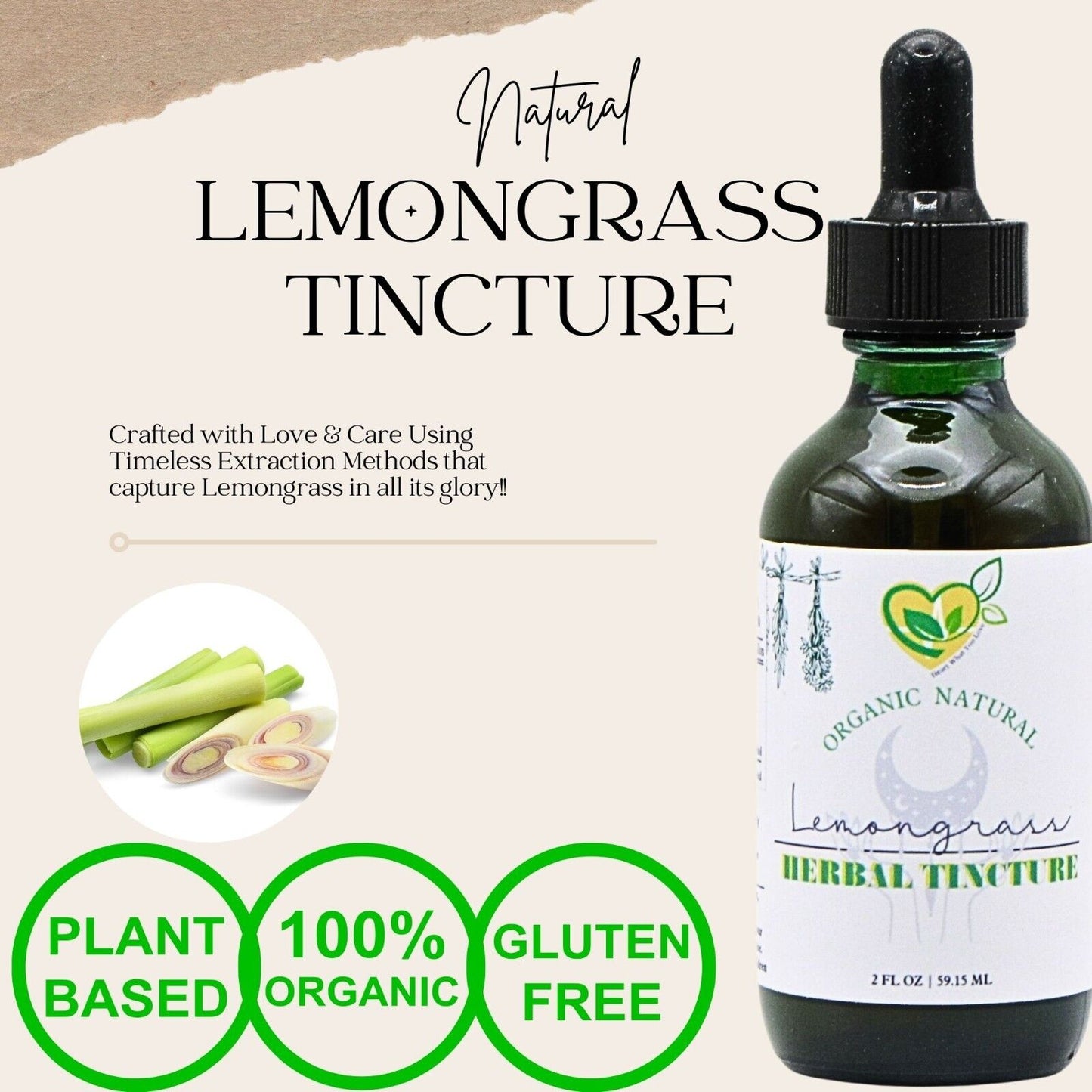 Lemongrass Tincture Power Liquid Herb Drops Natural Organic Weight Loss 2 oz