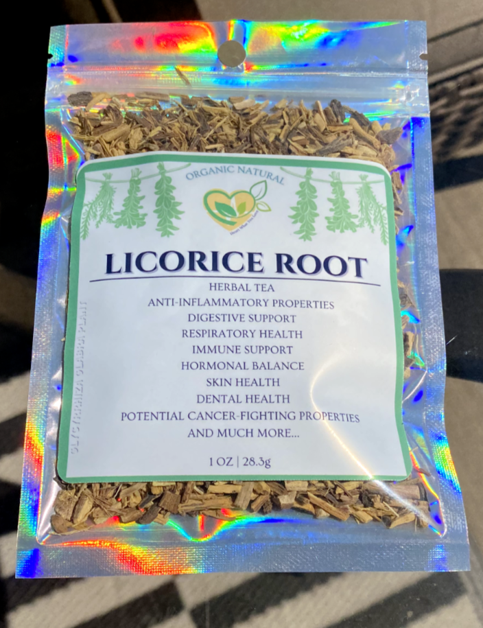 Licorice Root packaging, sealed organic dried herb bag HWYL