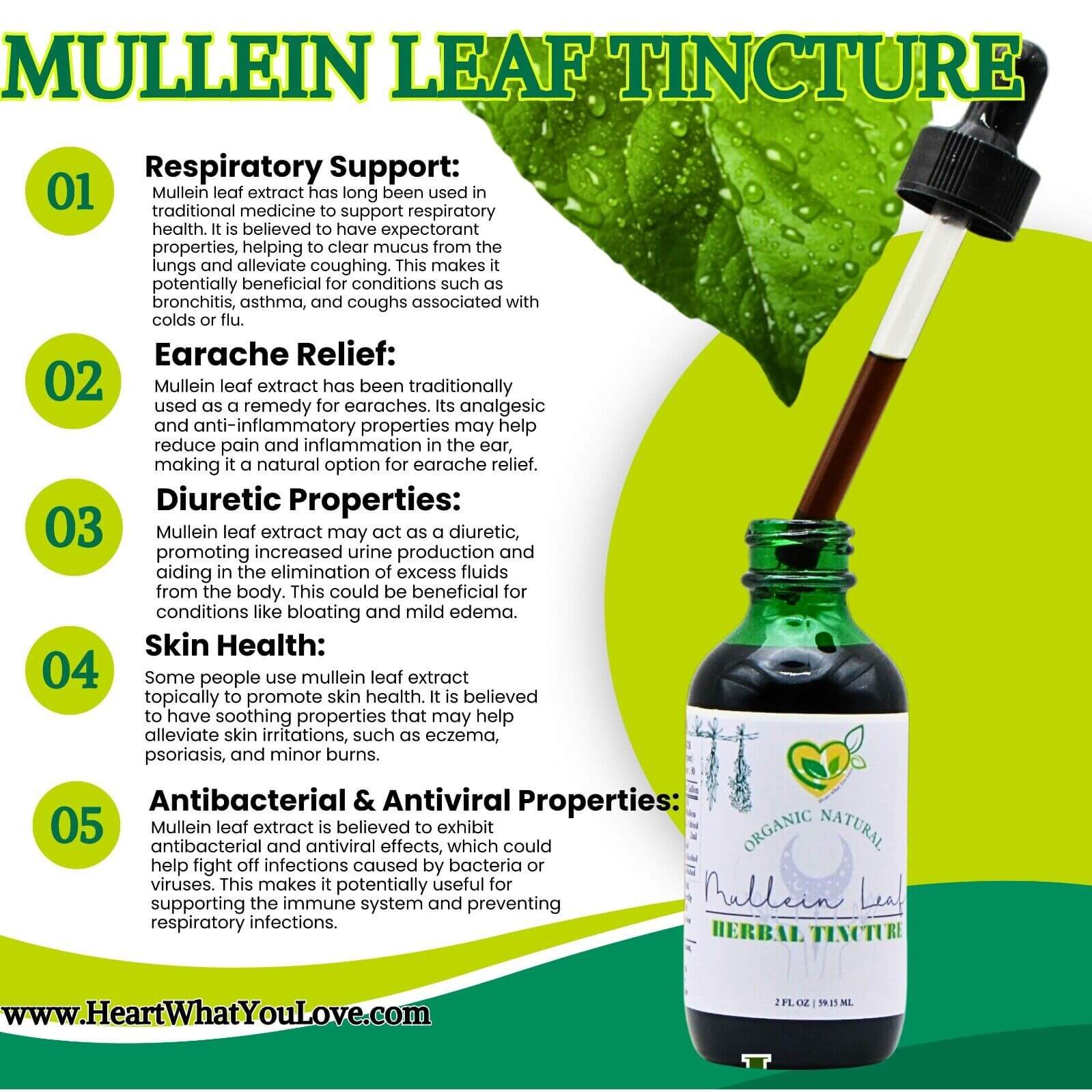 "Natural Mullein Leaf Extract 2 Oz for Breathing Support & Lung Health"